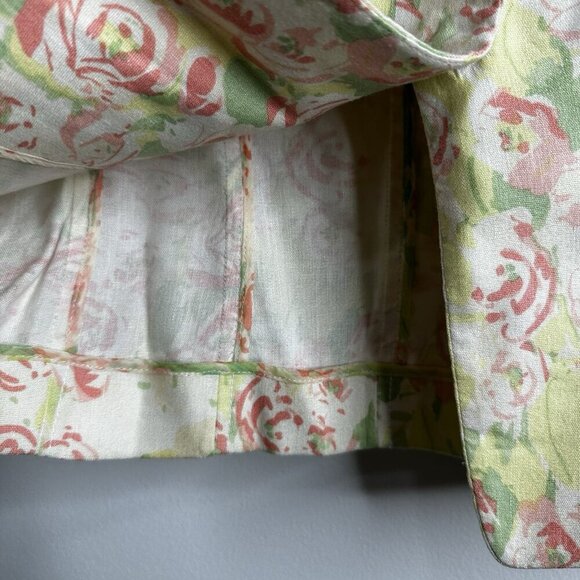 Elie Tahari Linen Blend Blazer Jacket Sz 4 Floral Pastel Cottagecore Coquette - Picture 6 of 13